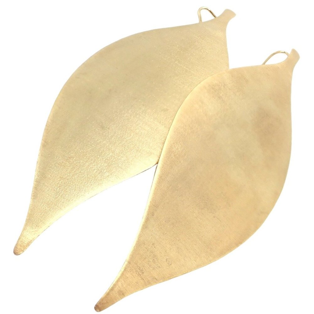 Rare Authentic H. Stern 18k Yellow Gold Large Giant Leaf Dangle Earrings - Picture 3 of 10